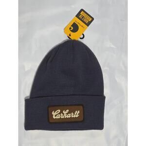 Carhartt Knit Cuffed Script Patch Beanie Bluestone